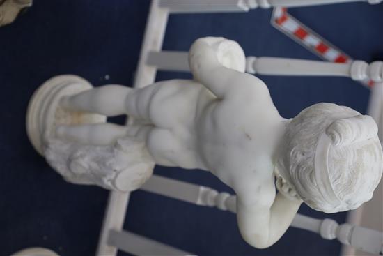 A pair of 19th century Italian carved white marble figures of putti, height 31in.